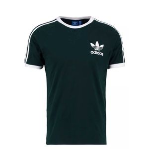 Adidas dark green baseball tee with white stripes